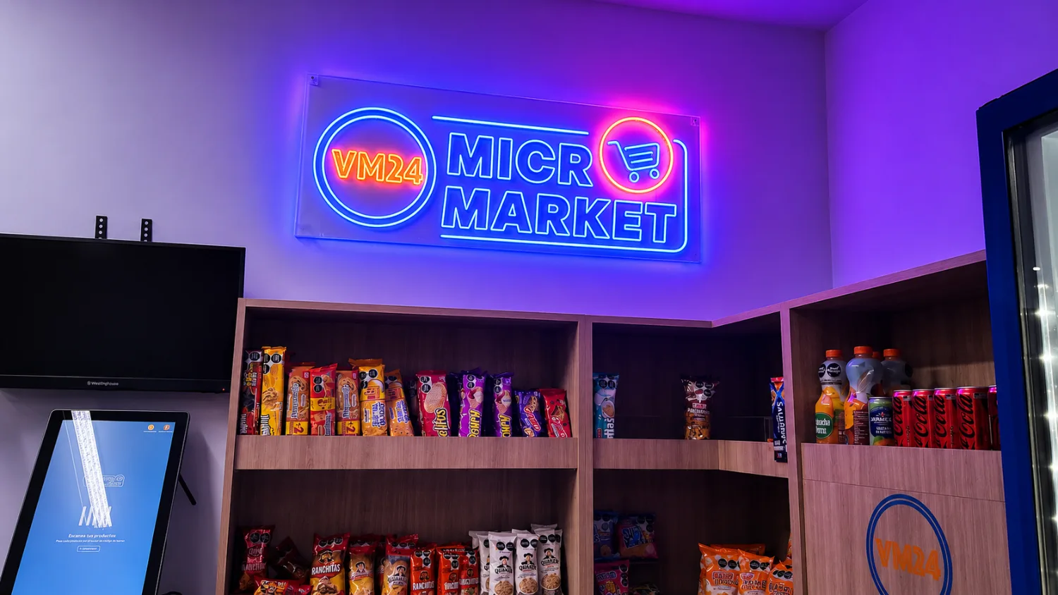 Micromarket con letrero de neón VM24 Micro Market